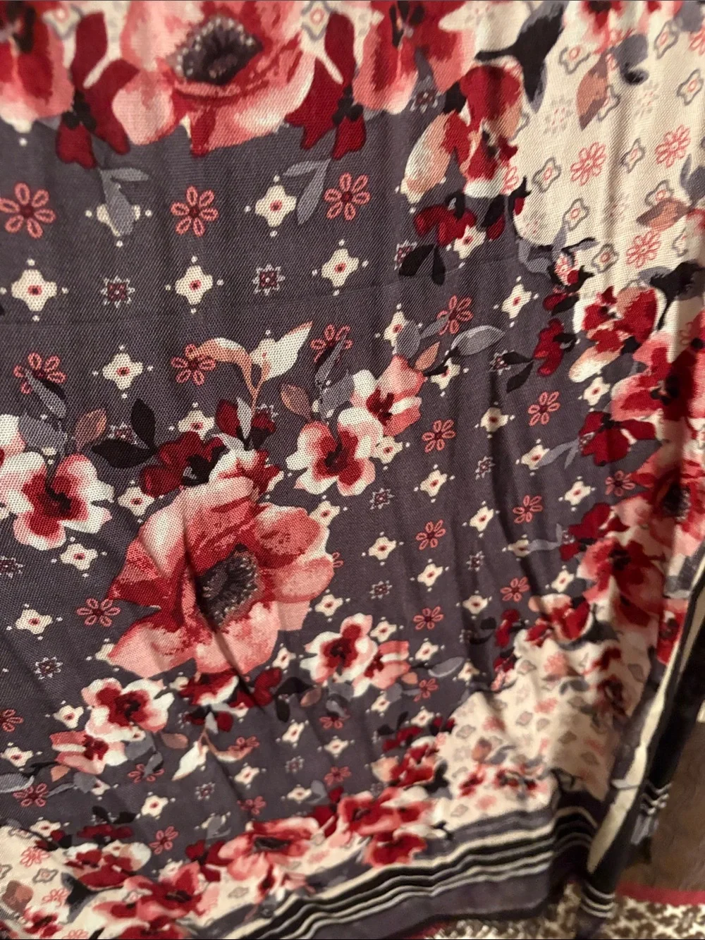 Floral Strip scarf from White House Black Market in Navy and Red